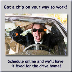 Windshield chips in drivers view